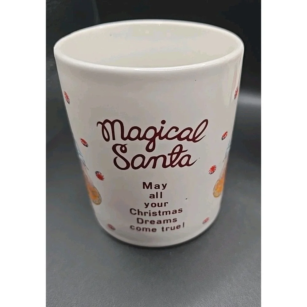 Vintage Santa's Magical Cookies Plate & Cup Genuine Stoneware Set GUC Christmas